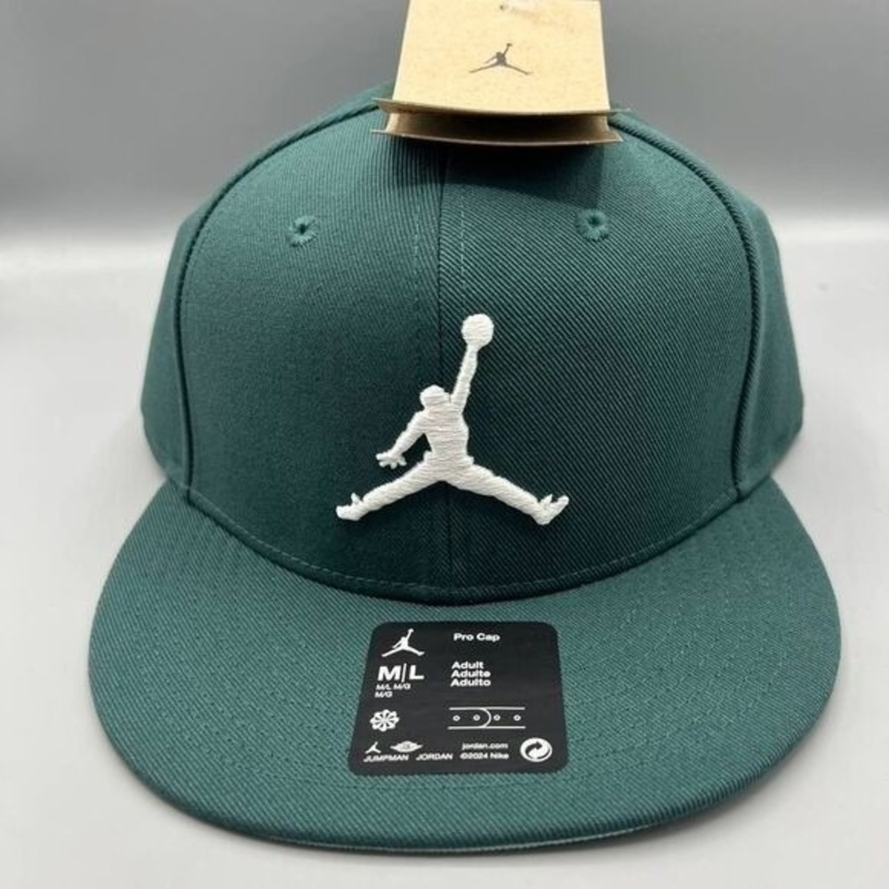Air Jordan Pro Hat Men M-L Green Embroidered Jumpman Snap‎ Back Cap New